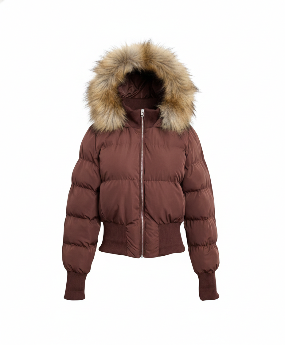 ファー襟付きフードジップアップジャケット