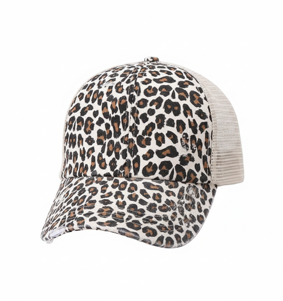 レオパード柄メッシュキャップ