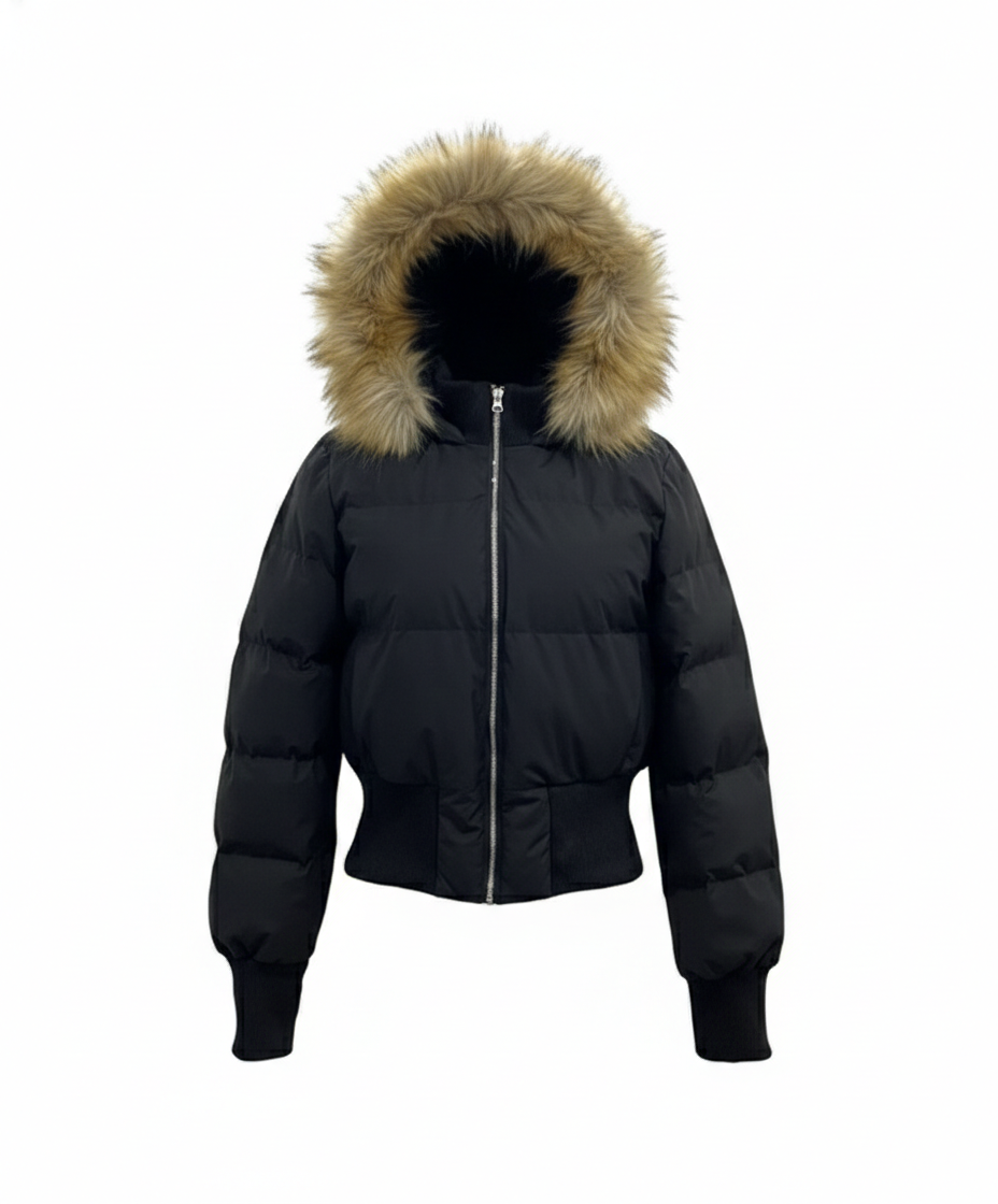 ファー襟付きフードジップアップジャケット