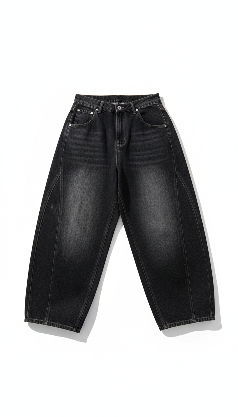 レトロハイウエストブラックデニム