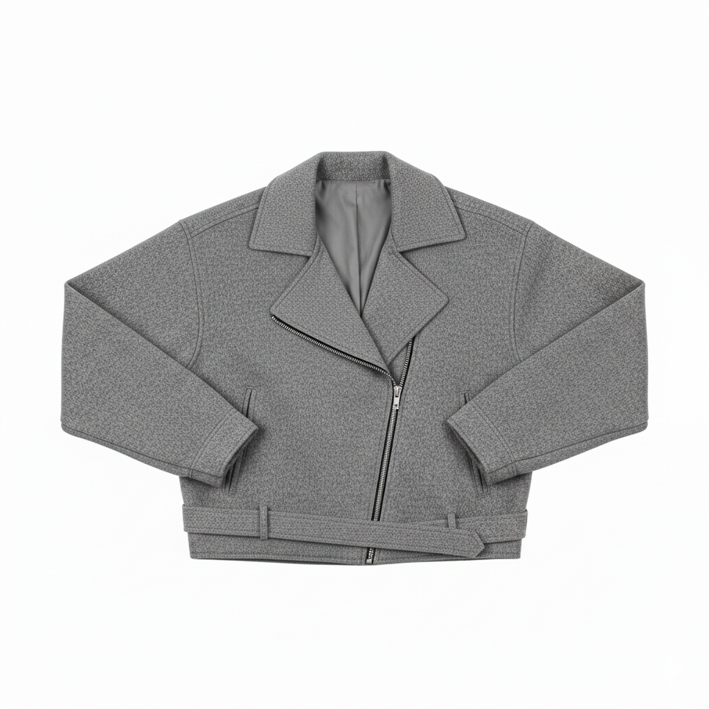 ショートウールグレーアウター　　写真