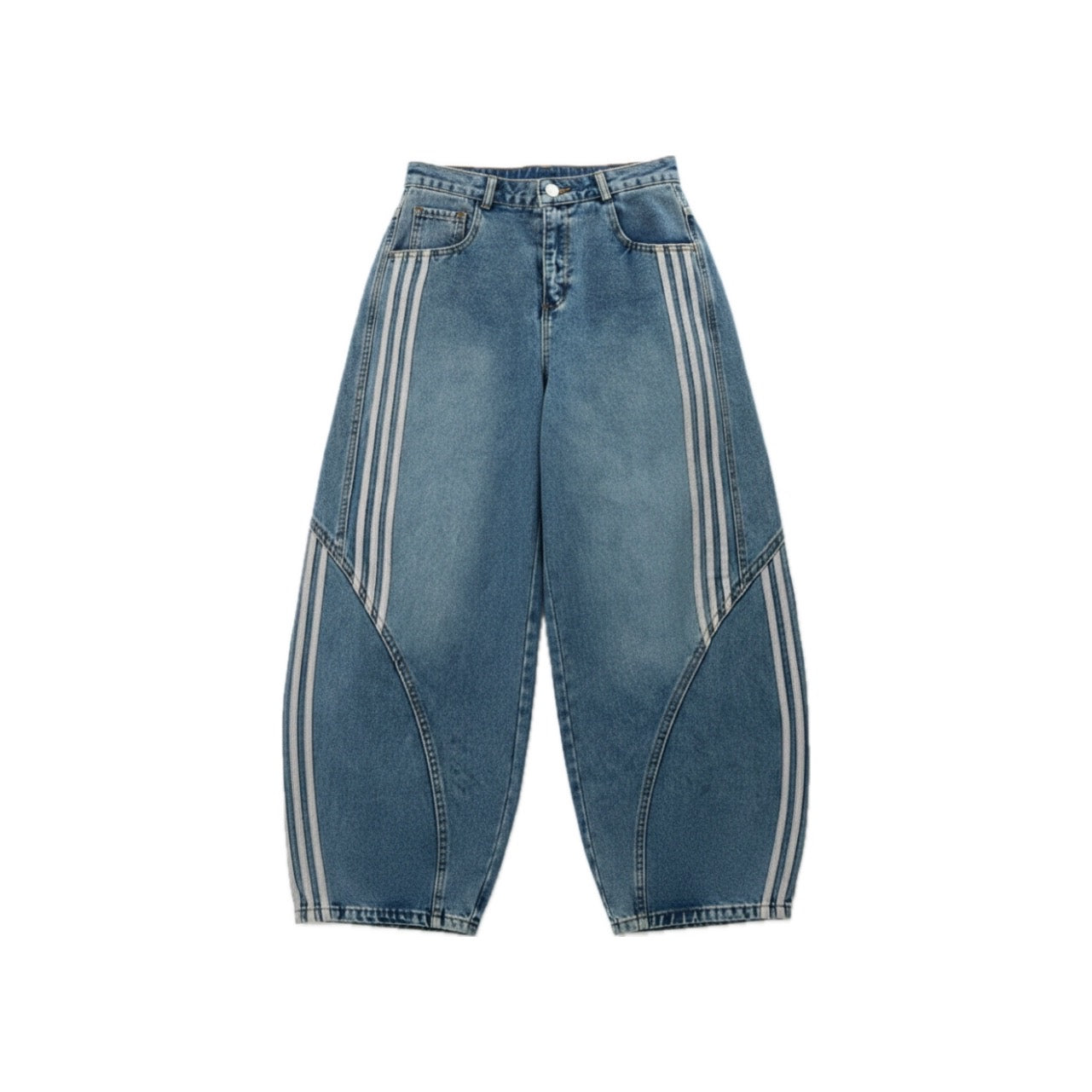 ストライプカジュアルバギーデニム