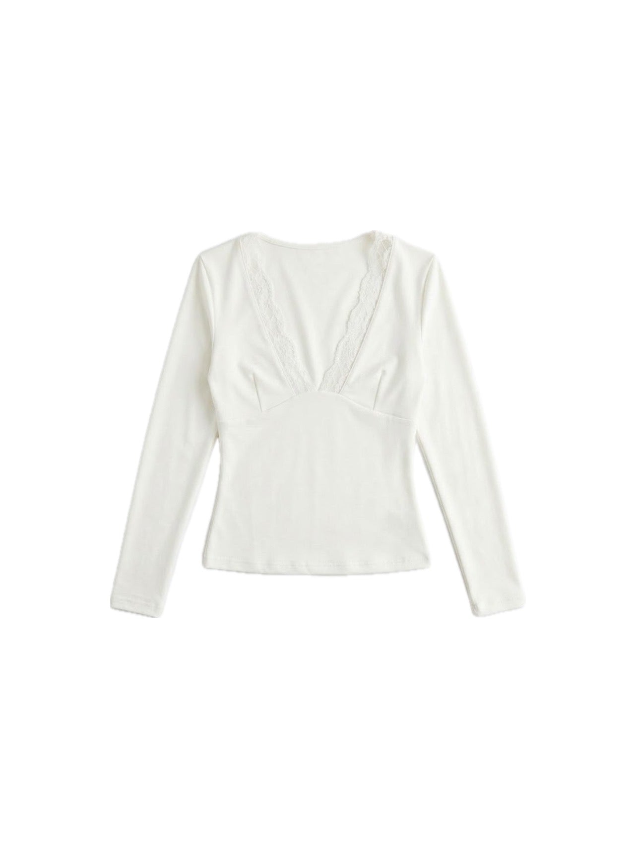 レースネックスリムトップス