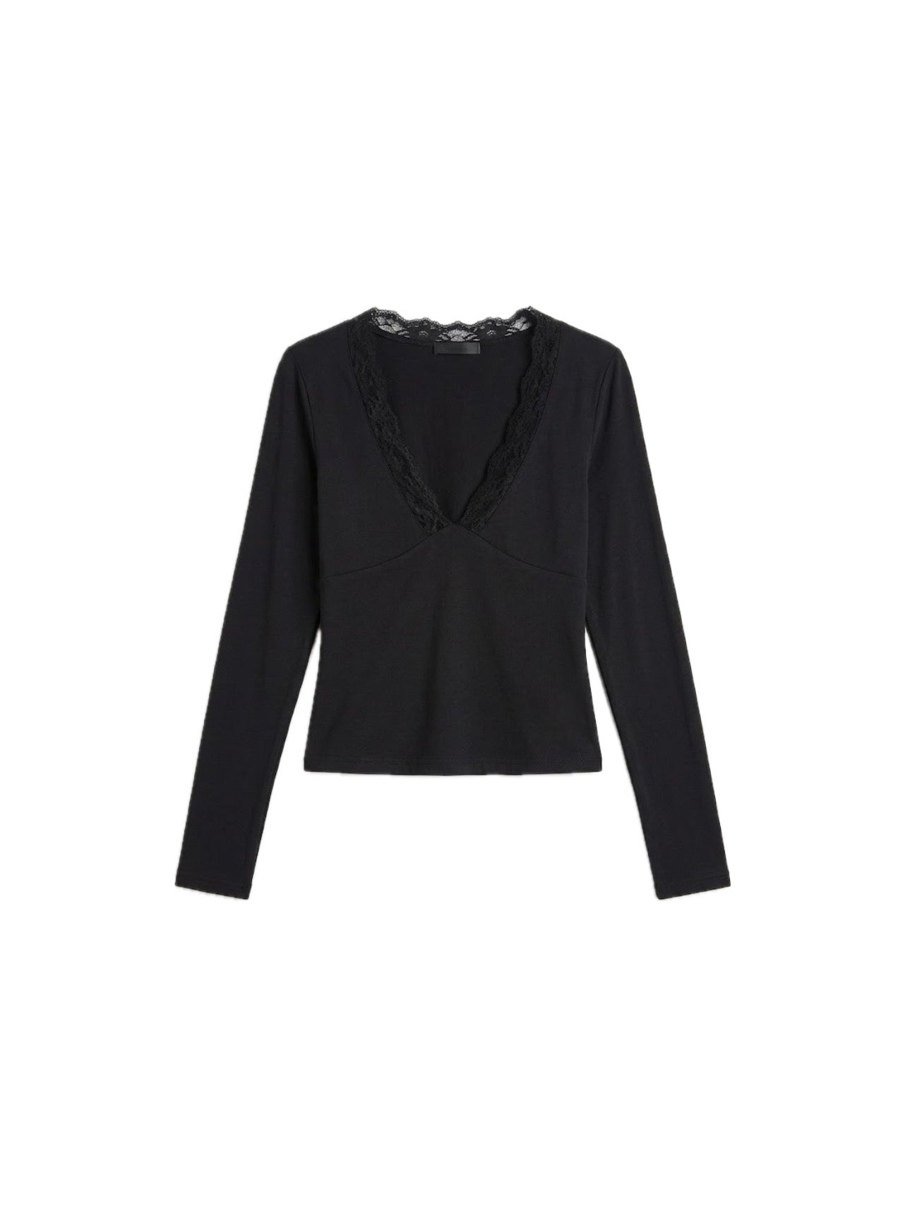 レースネックスリムトップス