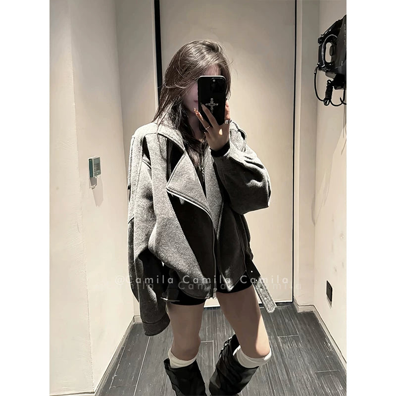 ショートウールグレーアウター　　写真