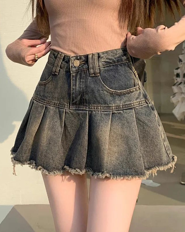 レトロダメージプリーツスカート