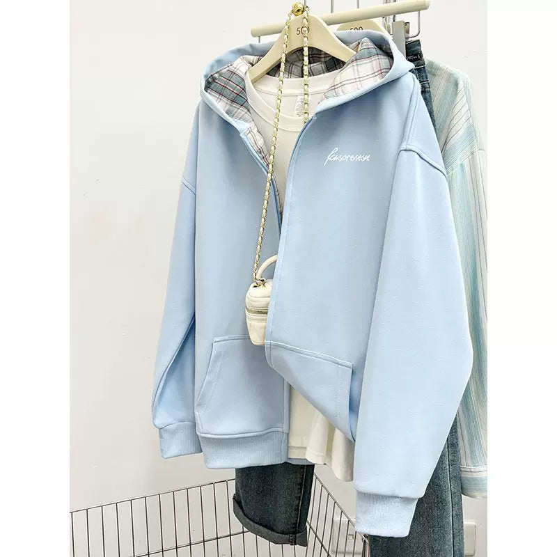 チェック柄フーディーパーカー