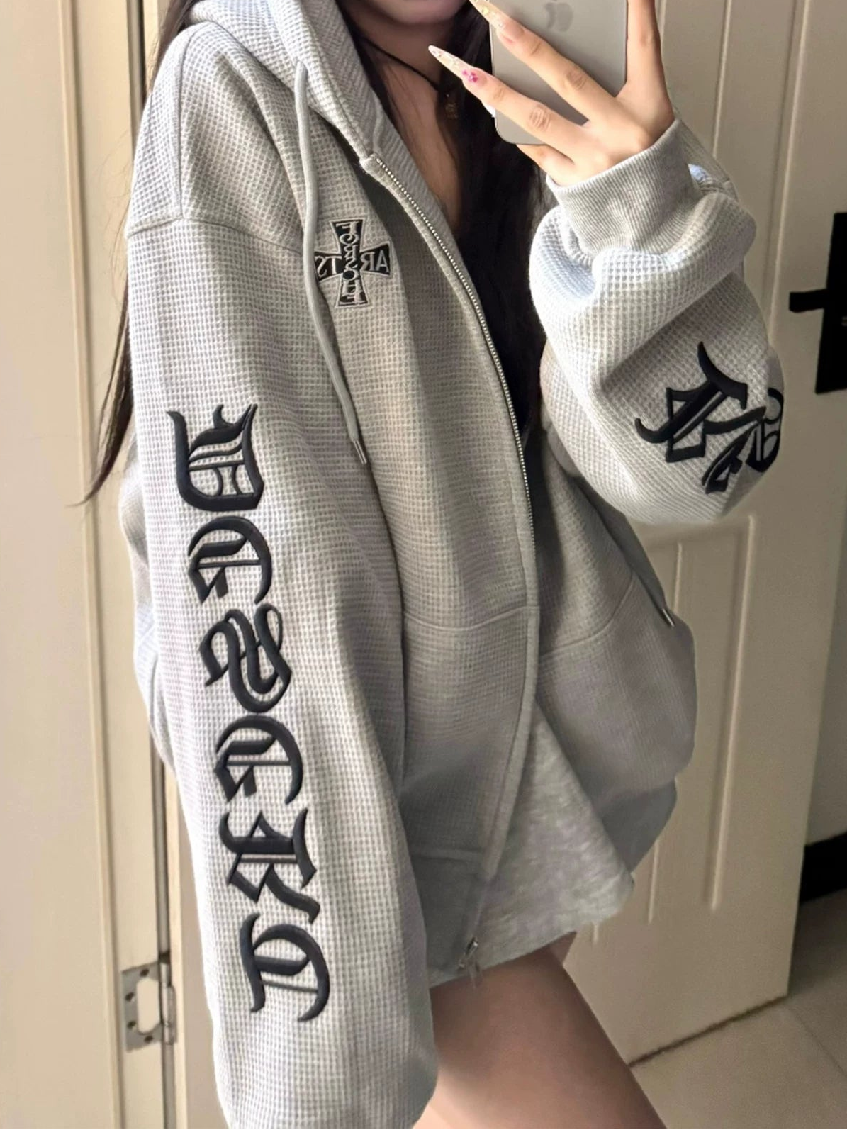 アメリカンストリートワッフルレターパーカー