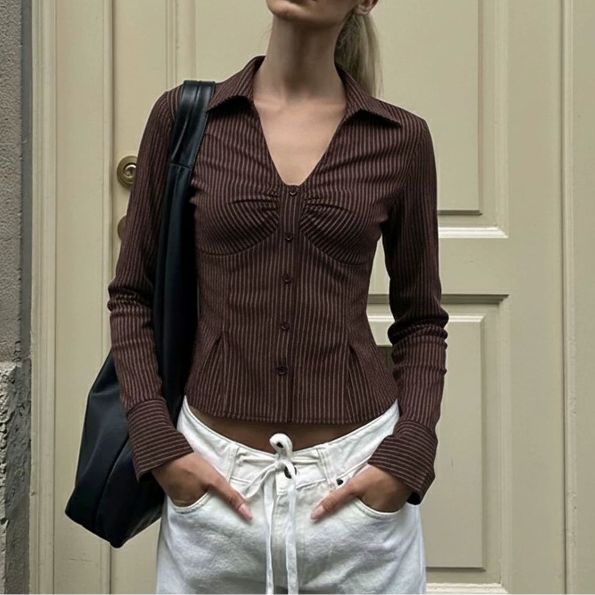 レトロブラウンストライプシャツ