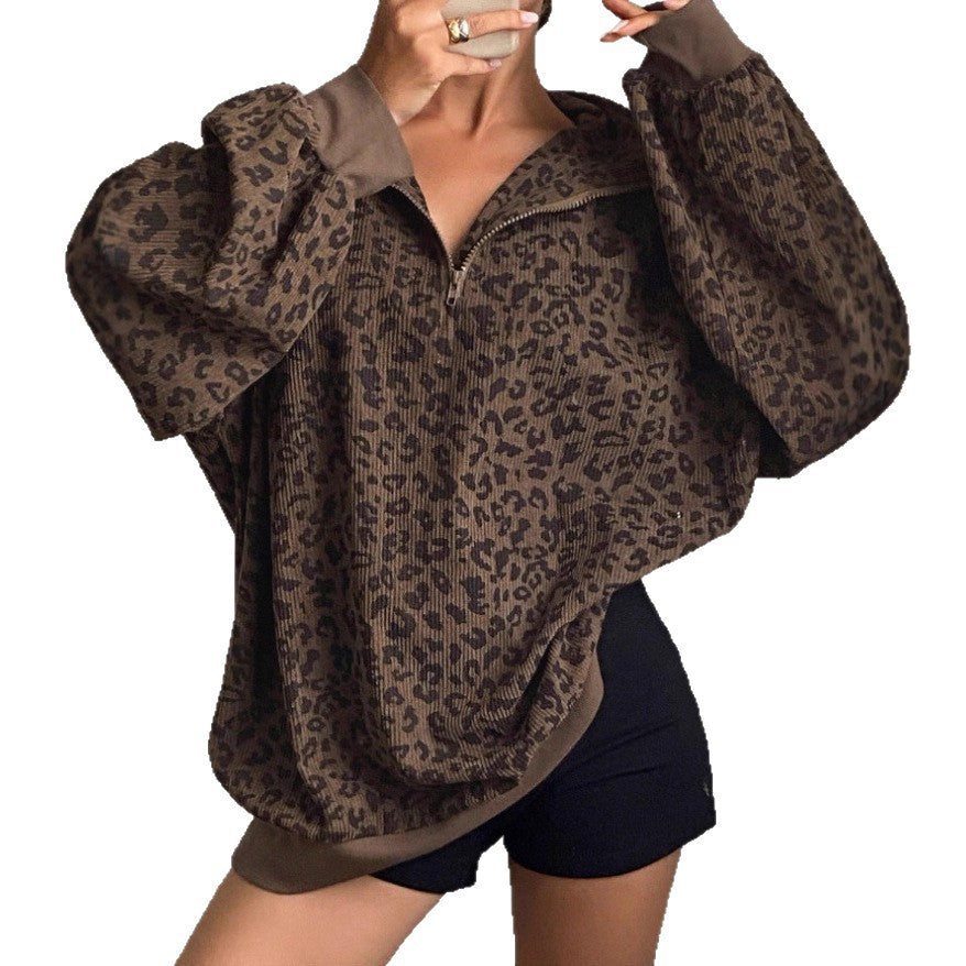 ヒョウ柄スウェットシャツ